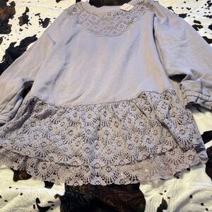 Free People Lace Trim Lavender Blouse